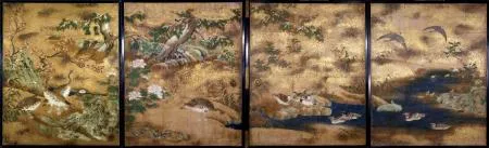 圓山應擧作　彩色画【花鳥図】牡丹に小禽図【春】　大英博物館所蔵品　高画質品771 鳳凰牡丹図 文化遺産オンライン