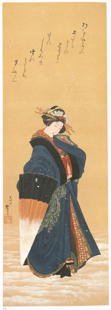 作者名無落款 羽衣女人松富士図 経年経過 桐箱 ニトリ、北斎の肉筆画を6.2億円で落札 過去最高額 小樽の美術館で公開