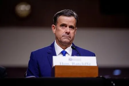 米上院情報特別委員会の人事承認公聴会に出席したCIA長官候補ジョン・ラトクリフ元国家情報長官=15日、ワシントン（ゲッティ=共同）