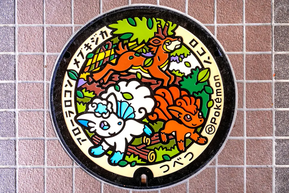 津別のポケふた、緑いっぱい 木材工芸館前に設置：北海道新聞デジタル