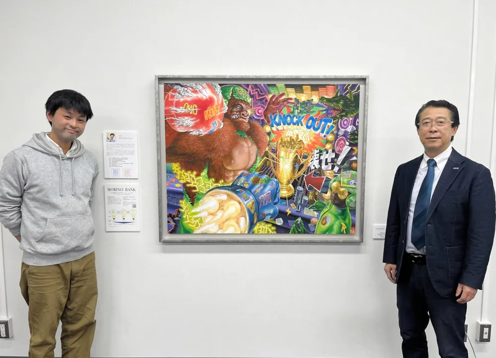 岩教大卒アート」初貸し出し 明るい油彩画、岩見沢のフィットネス