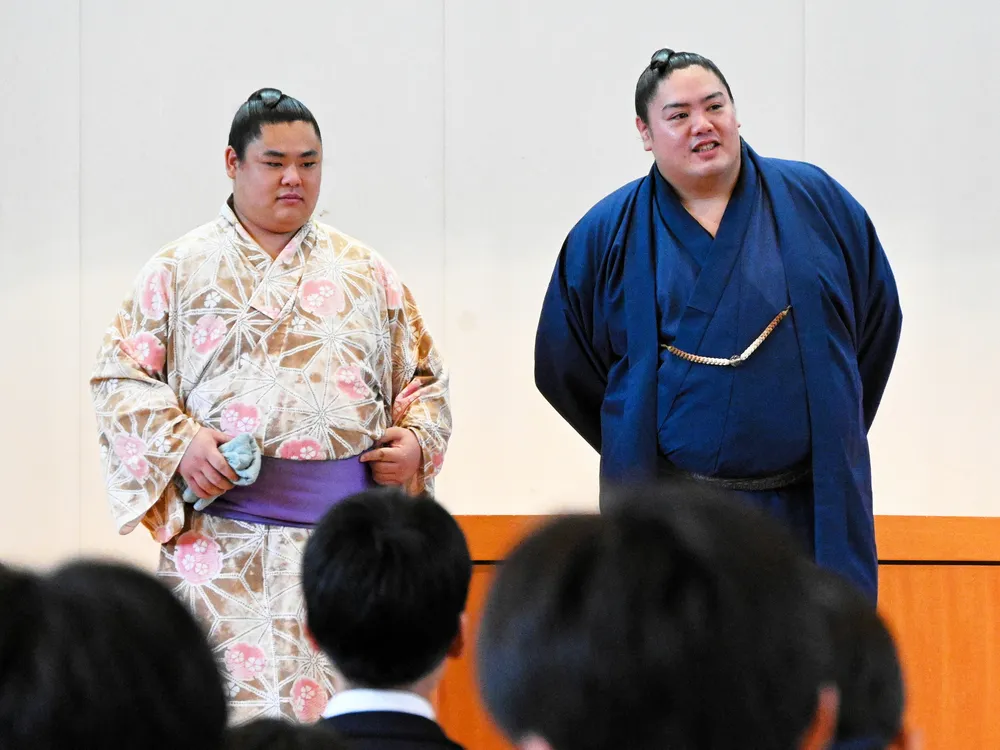 一山本関、母校の大野農業高を訪問 「来場所は優勝争いに絡む