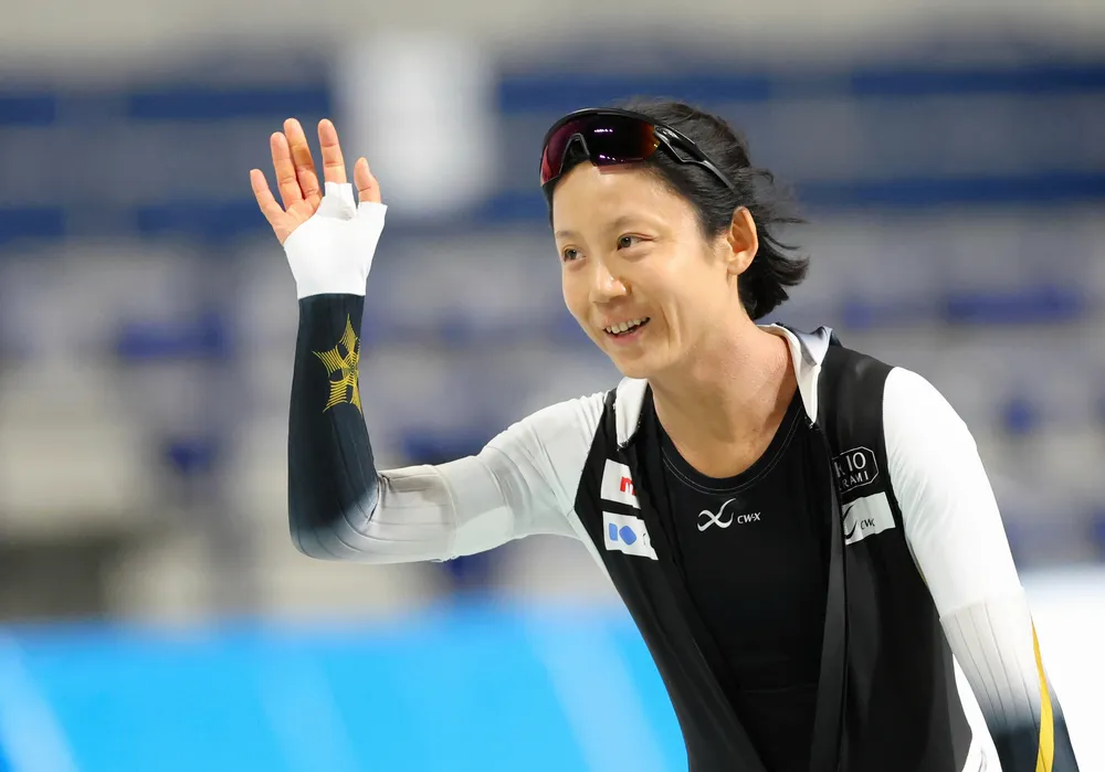 昨季の全日本距離別選手権女子1000メートルを制した高木美帆=2024年10月、長野市（金田翔撮影）