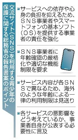 交流サイト（SNS）を利用する青少年の保護に関する総務省の報告書案のポイント