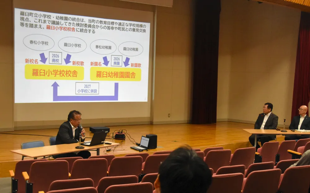 26年度からの統合や幼小連携校について町民に説明した報告会