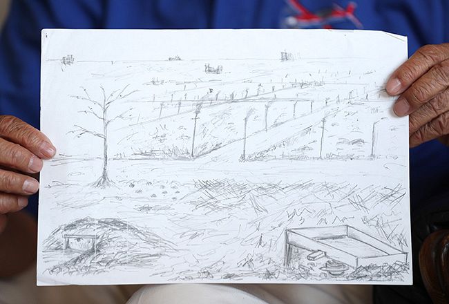 大村さんが被ばく後の自宅周辺の様子を描いた絵