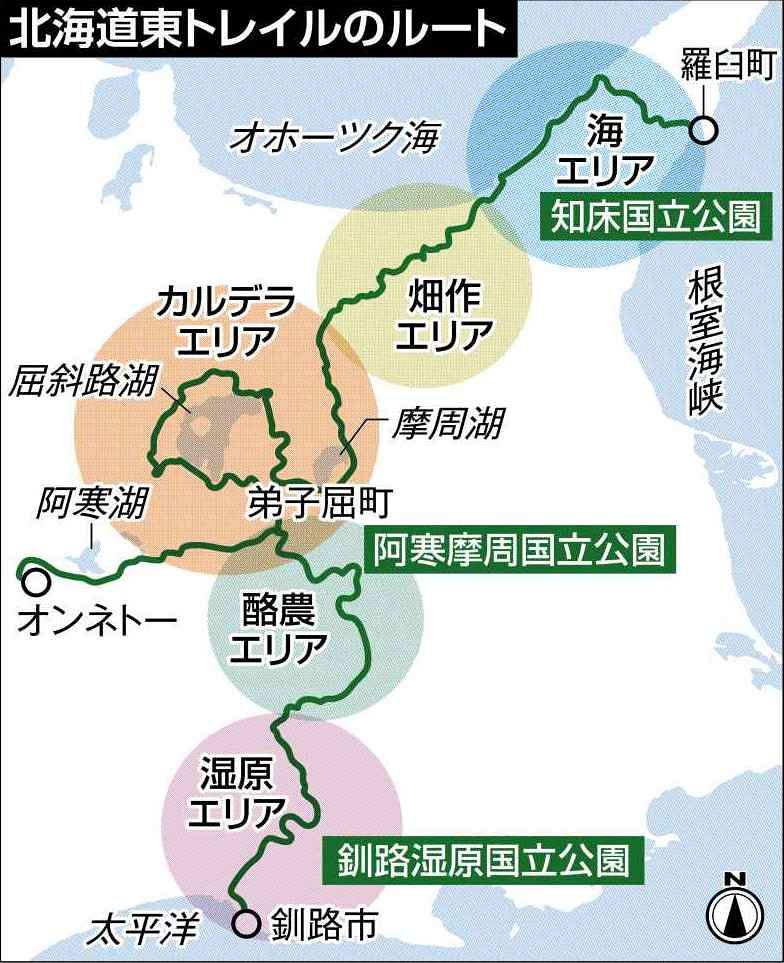 知床」「阿寒摩周」「釧路湿原」三つの国立公園結ぶ ４１０キロの歩道