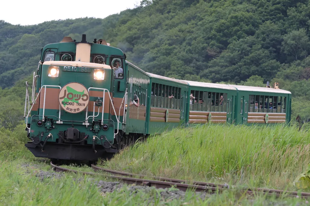 今季で運行が終了する「くしろ湿原ノロッコ号」＝18日、釧路町内（小川正成撮影）