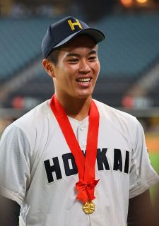 高校野球南大会で優勝した北海の４番打者　熊谷陽輝（くまがい・はるき）さん