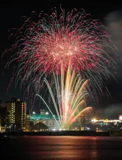 湯の川温泉の夜空彩る3千の大輪　第61回花火大会