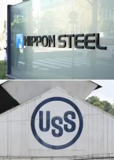 日本製鉄（上）とUSスチールのロゴ（共同）