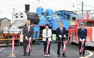 SL「トーマス号」試乗会の開幕式=24日午前、静岡県島田市（（C）2025　Gullane　“Thomas”　Limited.）
