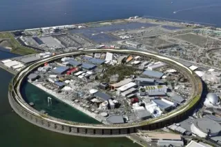 大阪・関西万博の会場=9月、大阪市此花区の夢洲（共同通信社ヘリから）