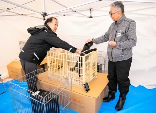 厳冬期の避難に対策と課題　檜山で道防災総合訓練　足湯設置、ペット同伴　寒さで電子機器ダウンも