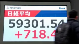 東証最高値5万9千円台　700円上げ、6万円迫る
