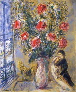 魅惑の西洋近代絵画＞マルク・シャガール「花束とカップル」＝１９６９ 
