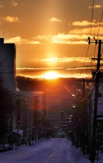 厳寒の朝に輝くサンピラー　北見で氷点下20.3度