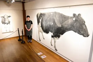 小清水在住の版画家冨田さんが作品展「小清水の牛」　ツーリストセンターで9月2日まで