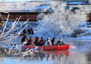 冬の釧路湿原、川面から観察　標茶で児童がツアー「幻想的な景色」
