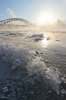 凍える上川管内　川面に霜花　江丹別で氷点下28.9度