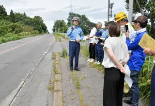 森町の国道5号死亡追突事故で森署が現場診断
