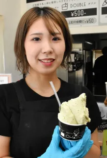 江別特産ブロッコリー、ジェラートに　江別の「チコ」　プチプチ食感人気