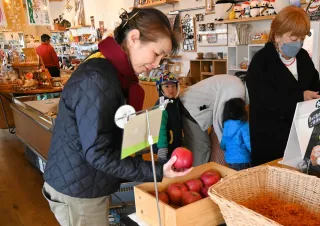 「美しい村」長野・中川のリンゴ販売