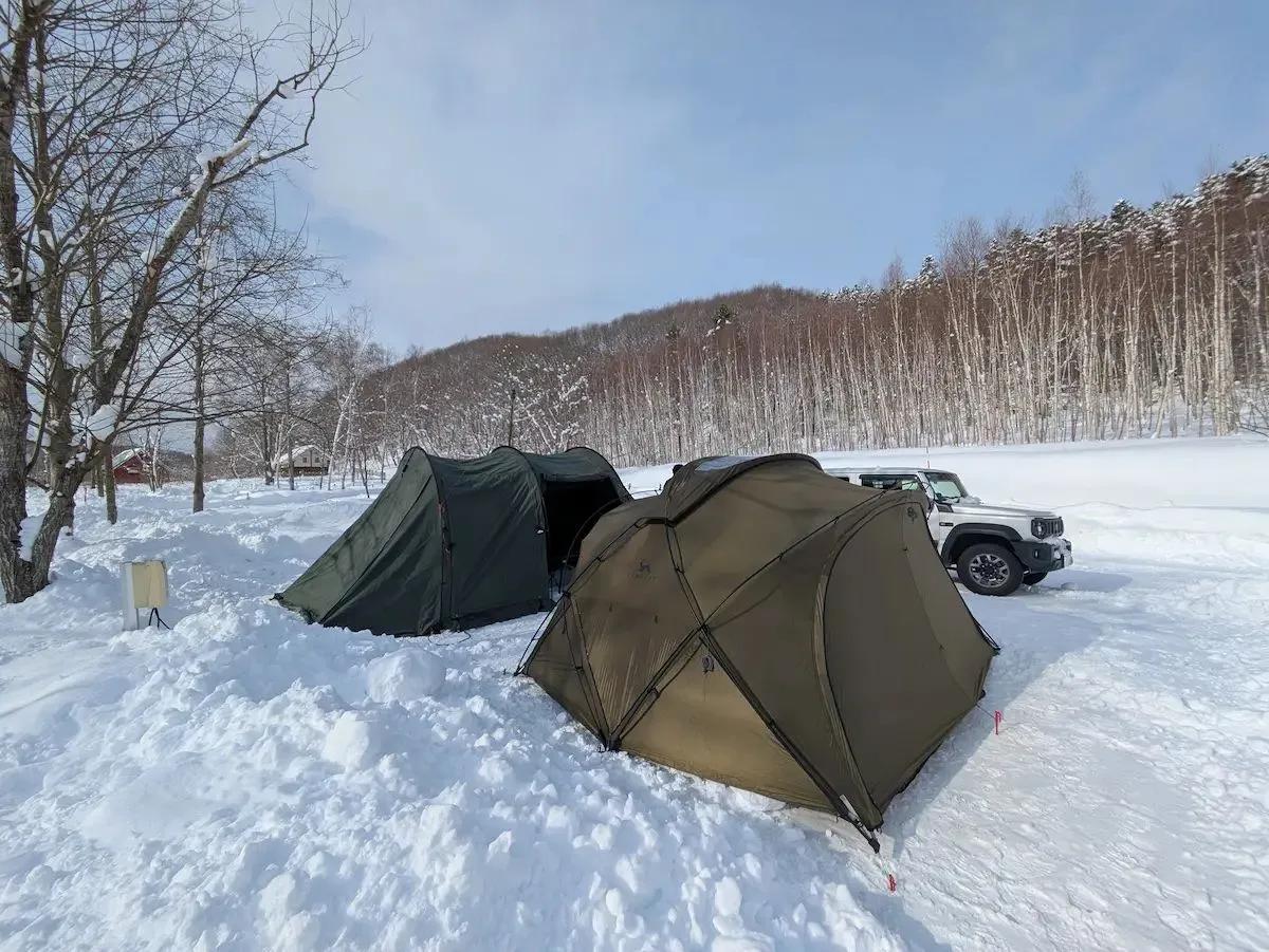 【初心者OK】札幌近郊・北広島かえるキャンプ場で冬キャンプ体験｜電源サイト＆水回りが充実